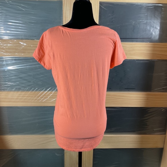 My Style Peach Round Neck Lycra Vintage Short Sleeved T-Shirt - Picture 3 of 7